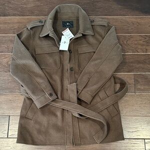 7 For All Mankind Brown Pea Coat w utility style twist
